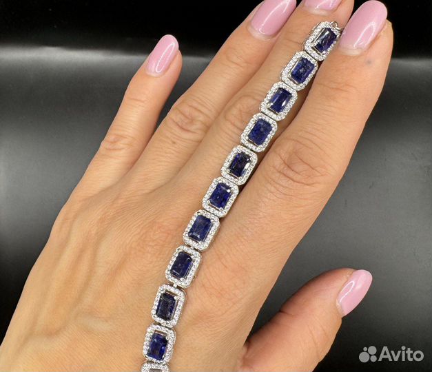 Серебряный браслет с сапфирами