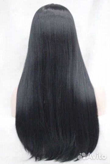Парик длинный прямой без челки черный