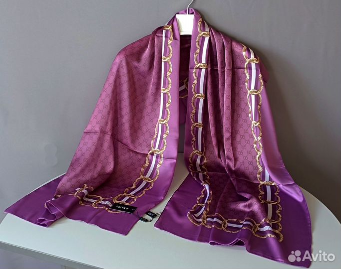 Палантин Шарф Gucci Шелковый Фиолетовый Новый