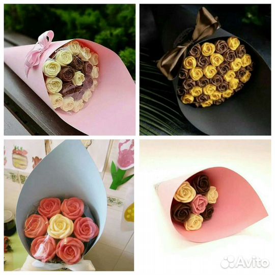 Шоколадные букеты, розы, ромашки, герберы, пионы