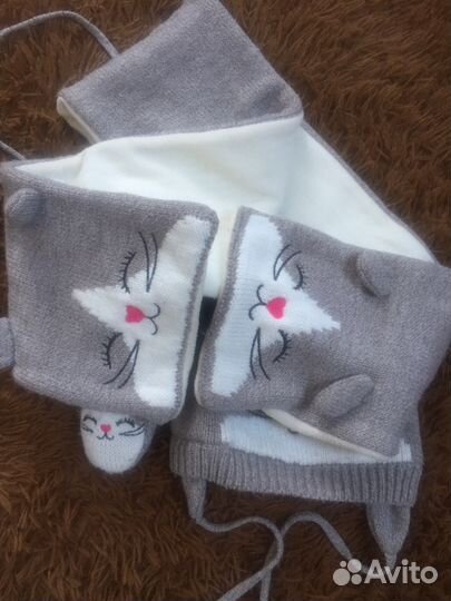 Шапка, шарф и варежки