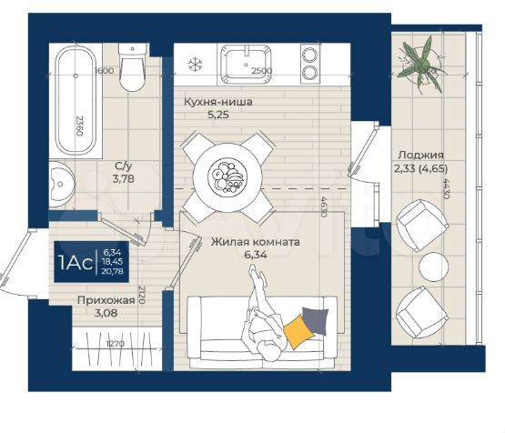 Квартира-студия, 21 м², 7/10 эт.