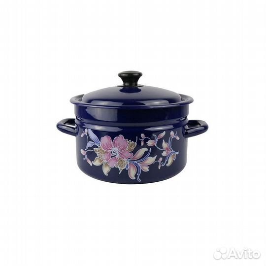 Кастрюля 5,0 л цил.борт синяя