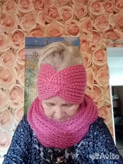 Комплект вязаный снуд и шапка-бини