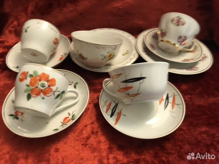 Чайна пара трио Песочное Рига дз Дулево