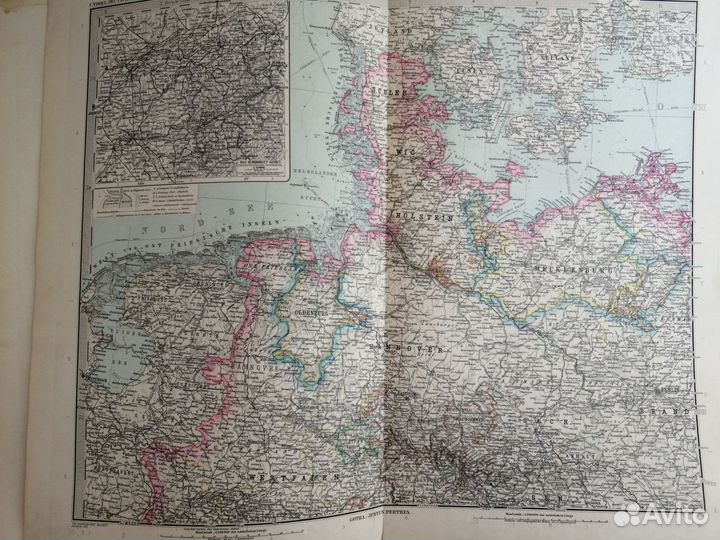 Антикварный Атлас Штилера Stielers Hand-Atlas