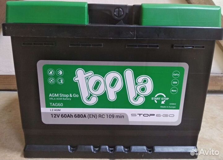 Акб 60 Ач Топла Agm