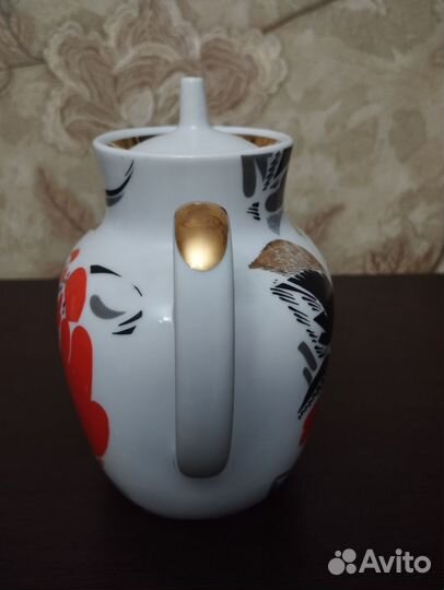 Заварочный чайник Красные пионы, гжель