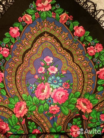 Павловопосадский платок, шерсть, винтажный, СССР