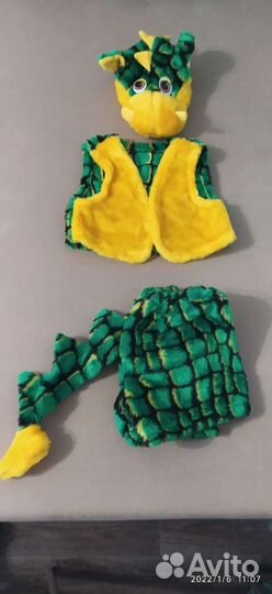 Карнавальный костюм дракона(шапка+жилет+шорты)