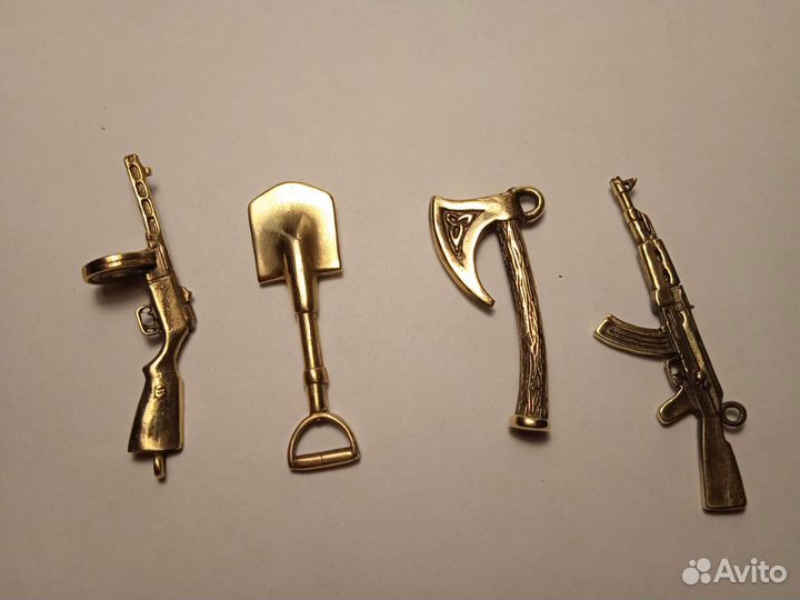 Брелоки микс 4шт, латунь