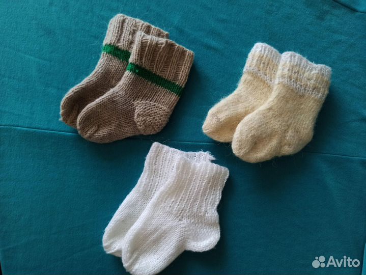 Шерстяные носочки для новорожденного 0 - 3 месяца