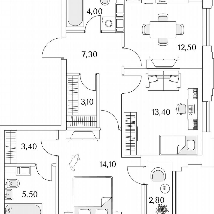 2-к. квартира, 64,7 м², 10/13 эт.