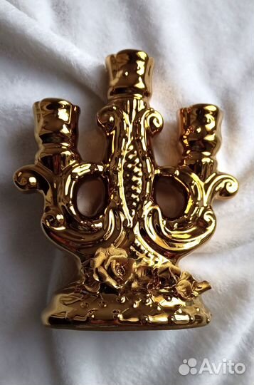 Новый золотой подсвечник из керамики (17 см)