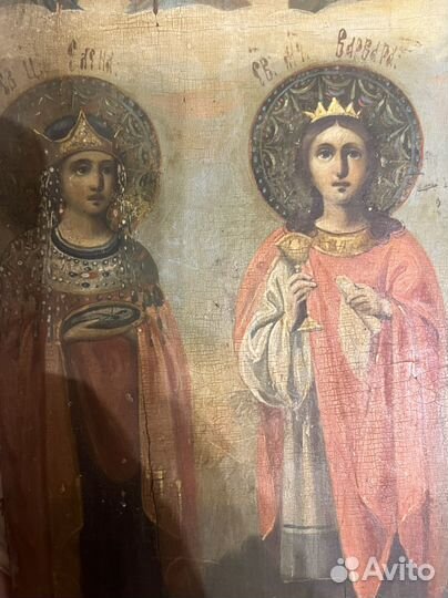 Старинная Икона Св.Ц. Елены и Св.Мч.Варвары