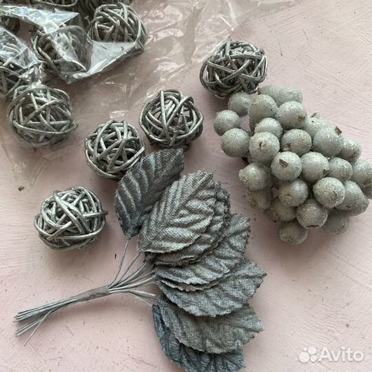 Декор Серебро Шары из ротанга