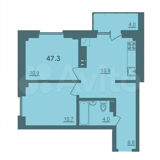 2-к. квартира, 47,3 м², 4/8 эт.