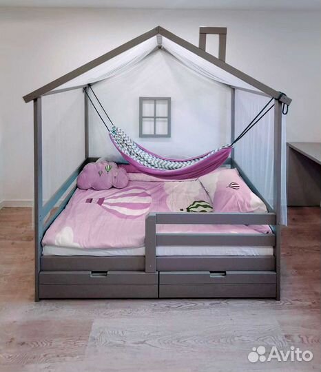 Кроватка Теремок берёза высокий борт детская