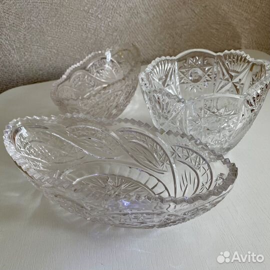 Хрусталь СССР.ваза, конфетница, салатница