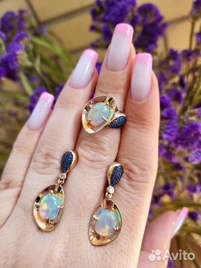 Кольцо и серьги с опалом