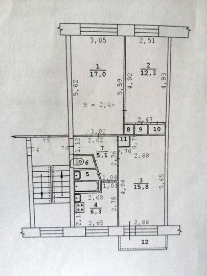Комната 30,7 м² в 3-к., 5/5 эт.