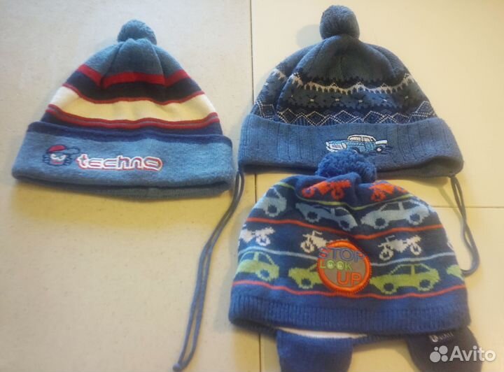Шапки демисезонные для мальчика 48 (3 шт)