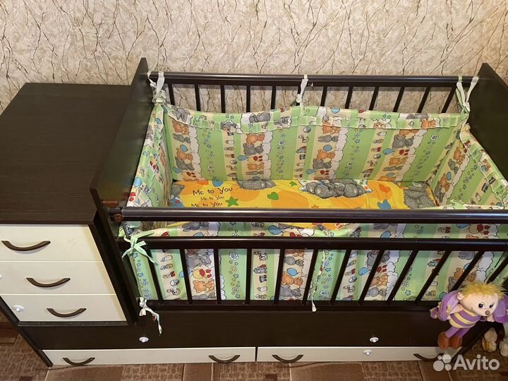 Детская кроватка трансформер с комодом