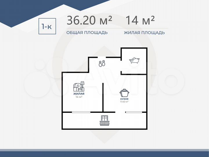 1-к. квартира, 38 м², 22/24 эт.