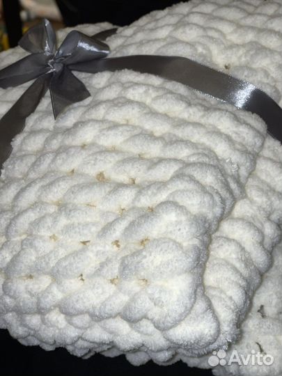 Плед пушистый, вязаный (alize) ручной работы