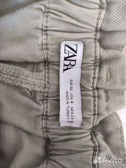 Джинсы со сборкой на талии baggy paperbag zara xs