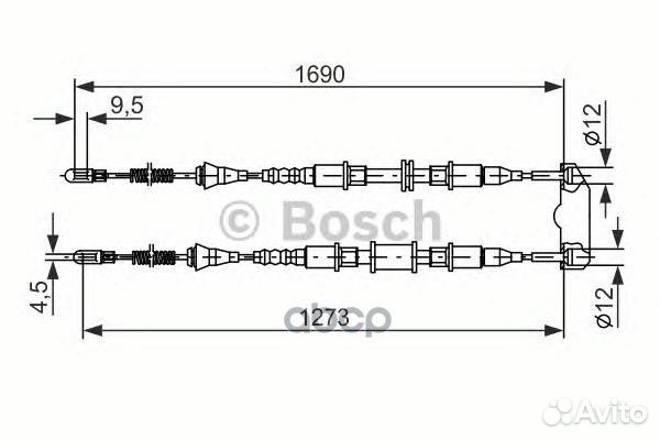 Трос ручного тормоза opel astra F 1690мм 198747