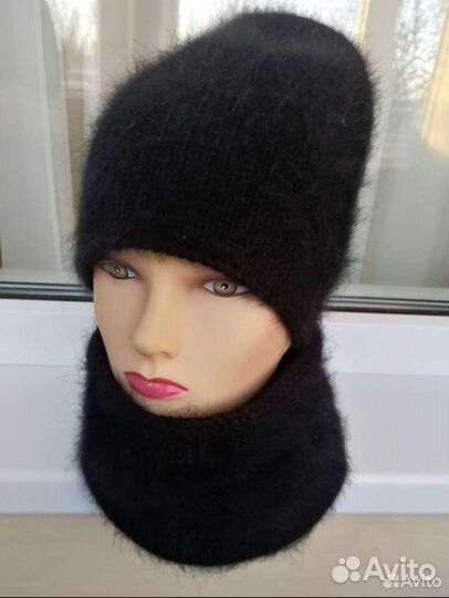 Шапка женская вязаная из пуха норки