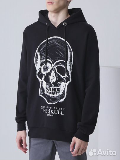 Худи хлопковое с принтом Philipp Plein