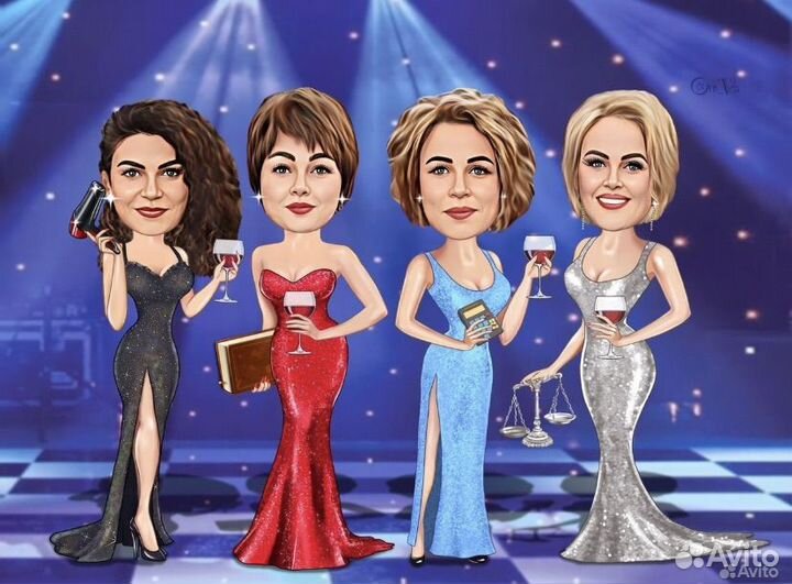 Шарж / Печать на холсте / портреты / арт