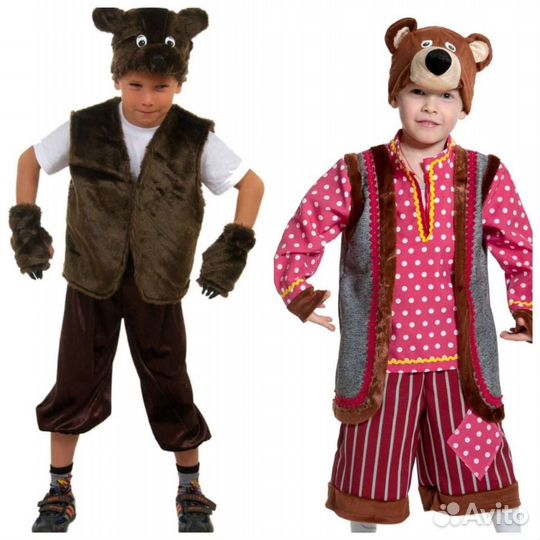 Костюм Колобок Бабушка Дед Заяц Волк Медведь Лиса