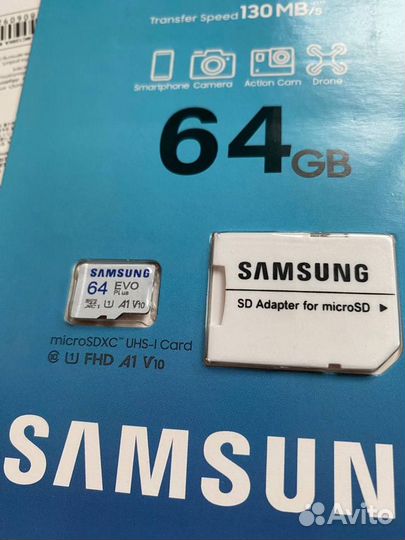 Карта памяти MicroSD Samsung EVO Plus 64 Gb