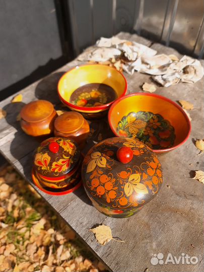 Деревянная посуда СССР, роспись, хохлома
