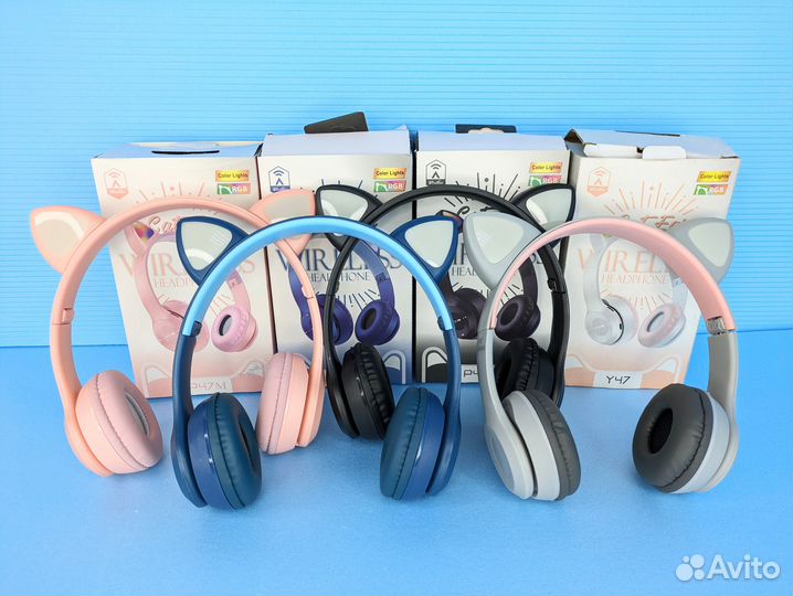 Наушники ушки Wireless беспроводные детские rgb