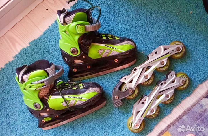 Коньки-ролики 2 в 1. 34-36р