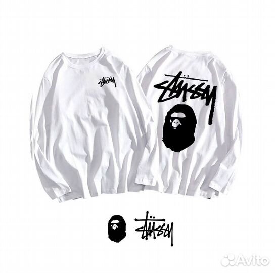 Лонгслив Stussy x bape