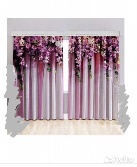 Комплект фотоштор с тюлем Фиолетовый сад