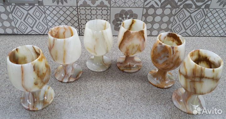 Бокалы интерьерные. Оникс Пакистан. 6 штук