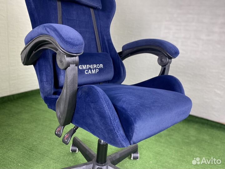 Компьютерное кресло велюр синий/синее