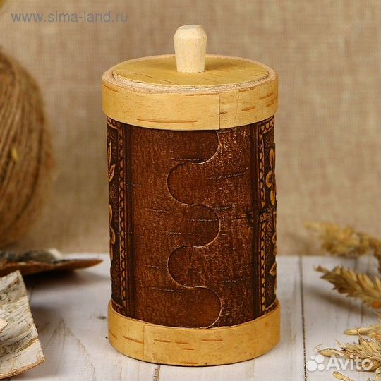 Туес «Цветы», высокий, 6612 см, береста