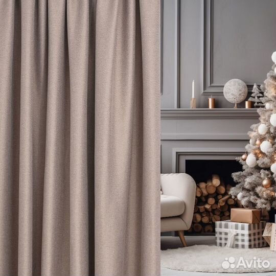 Готовые шторы димаут рогожка под лен