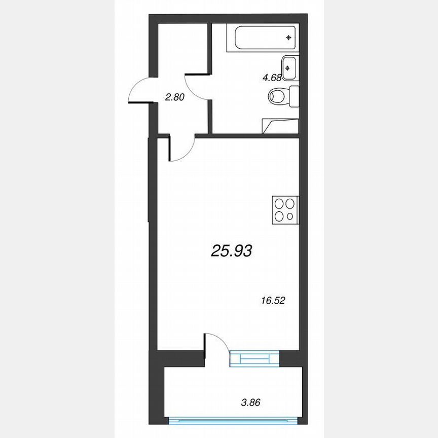 Квартира-студия, 27,9 м², 6/22 эт.