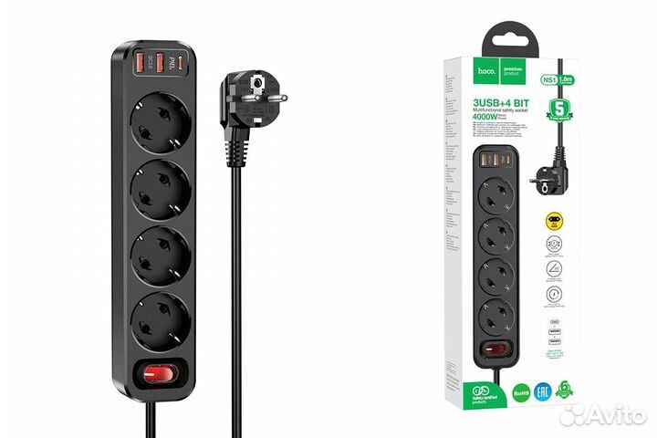 Сетевой фильтр удлинитель со встроенной зарядкой