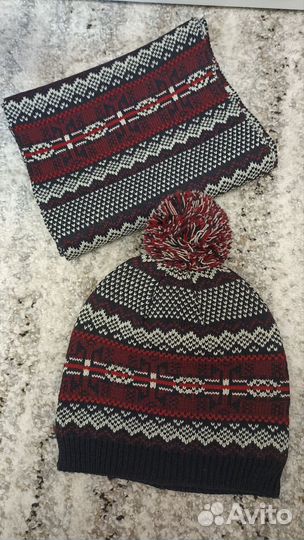 Комплект шапка и шарф мужской