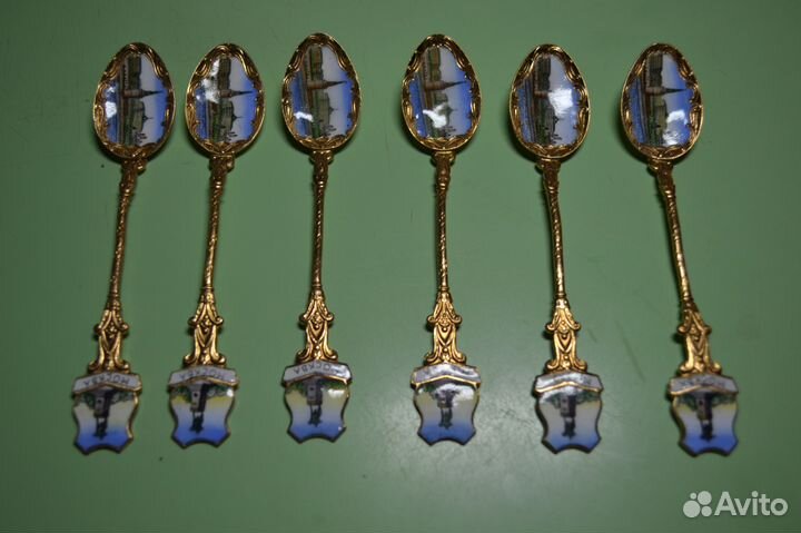 Набор чайных ложек Ростов финифть и Чайная пара