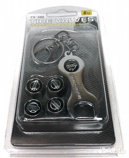 Колпачки на ниппеля - Nissan (с ключом/черный) (Се